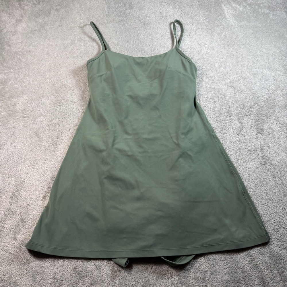 Lululemon Align Cami Strap Dress Women 10 Sage Green Built-in Shorts Tennis Golf
